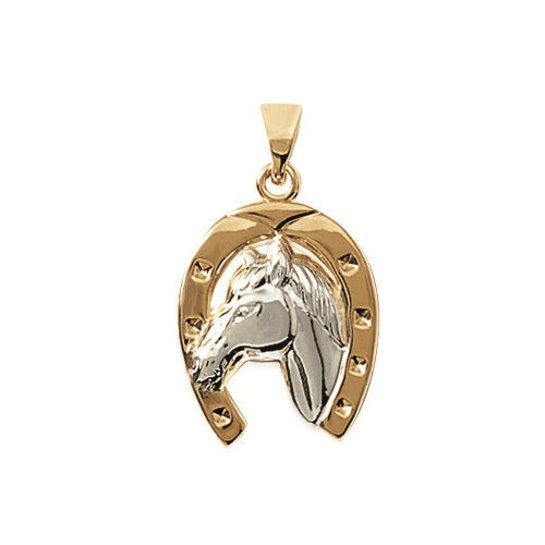 Ancien Pendentif Médaille Plaqué Or - Breloque Fer à Cheval - Vintage - Occasion