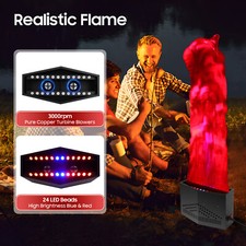 Electronic LED Fake Fire 1.5M Artificial Flame 2 Blower Halloween Night Clubs US