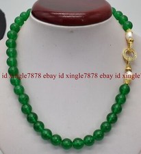 Natural 10mm Green Jade Round Gemstone Beads Necklace 16-28"