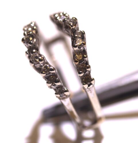 14k white gold .25ct SI1 H diamond bridal wrap jacket guard ring 4.2g 6.25 - Imagen 15 de 19
