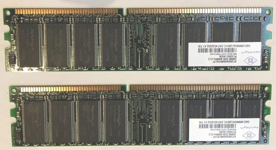 2 x Nanya NT256D64S88C0G-5T 256MB PC3200U-30330 1Rx8 PC3200 DDR 400MHz CL3 - Image 1 of 1