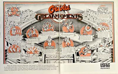 Baltimore Orioles Great Moments USF&G Insurance Vintage 1984 Magazine Ad