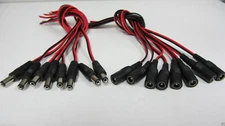 10 Female 10 Male Pigtails DC Power Connectors Plug Lead Cord for CCTV Cameras