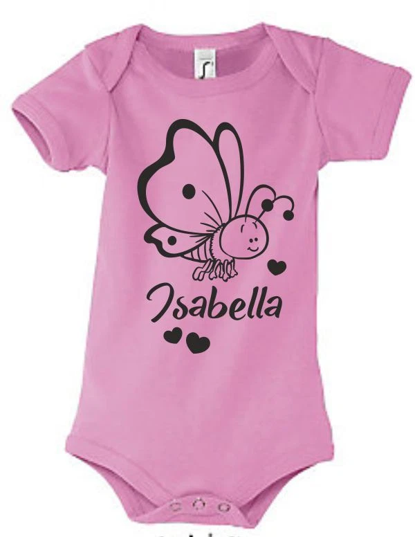 SOL´S Baby Body Geburt Strampler Babybody bedruckt Druck Schmetterling Wunsch Name 44
