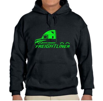 Freightliner Cascadia Truck Black Hoodie Sweatshirt FREE SHIP
