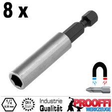 8 x Magnet Bithalter 1/4" Bits 60 mm Lang Für Akkuschrauber Bohrmaschine C6581