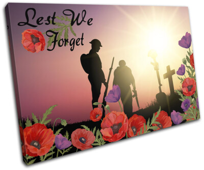 War Remembrance Poppy Vintage SINGLE Leinwand Kunst Bild drucken