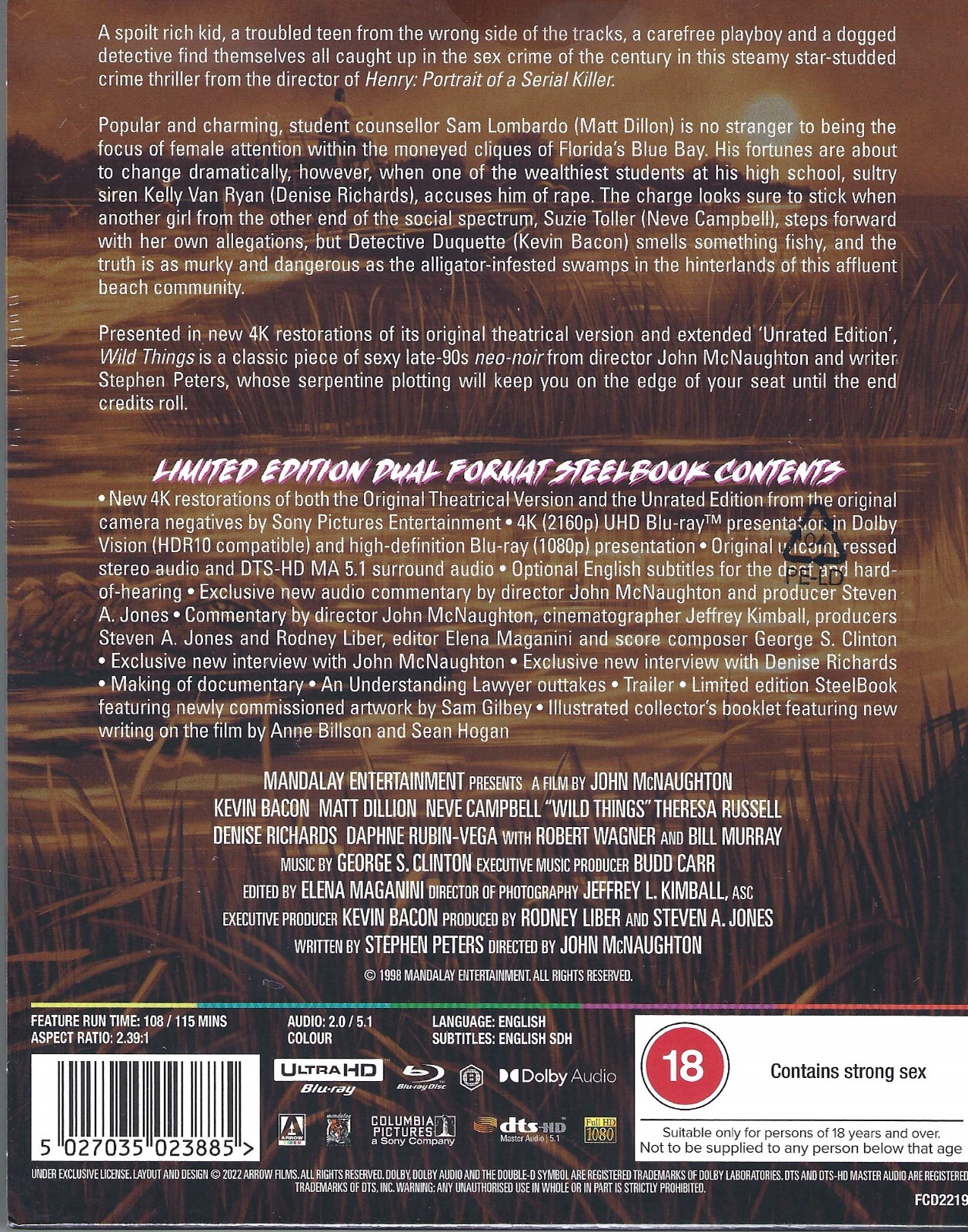 Wild Things (1998) 2-Disc 4K UHD Limited Edition SteelBook (Region B UK ...