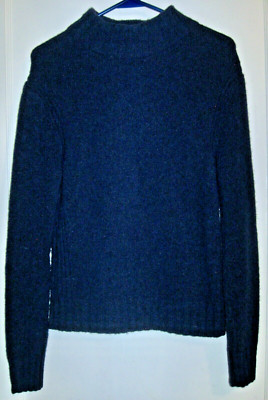 POINT SUR Women's Navy Blue Mock Turtleneck Sweater Wool Nylon Blend; Size Small