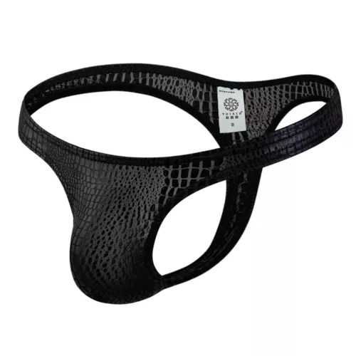 Men Faux Leather G-string Thong T-back Lingerie Briefs Sexy Underwear Panties US - Picture 17 of 25