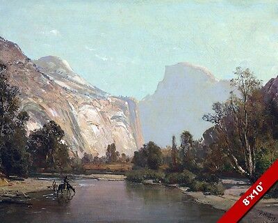 Yosemite Park Half Dome River Scene Painting Art 8X10 REAL CANVAS GICLEE PRINT