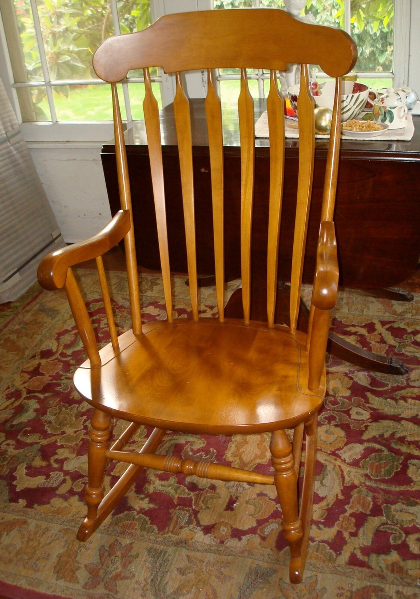 Nichols and & Stone Co. rocking chair hardwood maple VTG antique
