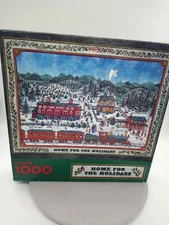 Vintage Springbok 1000 Pc Puzzle Home for the Holidays Winter 100% Complete