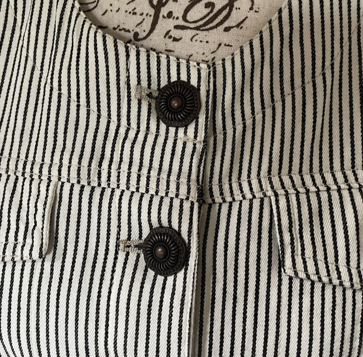 AMI White Striped Button Top - Small - image 2