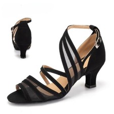Latin Dance Shoes Jazz Ballroom Suede Mesh Dancing Shoes Fish Mouth Sandals