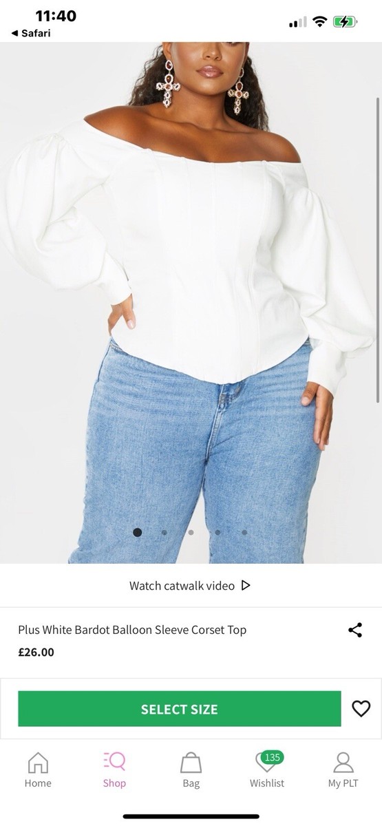 plt white bardot balloon corset top UK