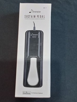 Donner DK-1 Sustain Pedal for Keyboard & Digital Piano, Black Chrome, 5ft Cable