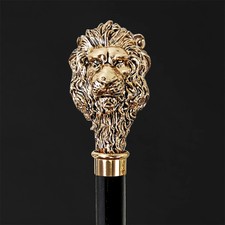 Lion design metal handle antique walking stick for men women cane animal gift A2