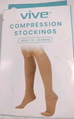 VIVE COMPRESSION STOCKINGS L  LARGE Beige 15-20 MMHG. Bx1