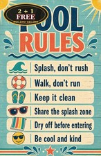 retro signs pool rules inch hanging