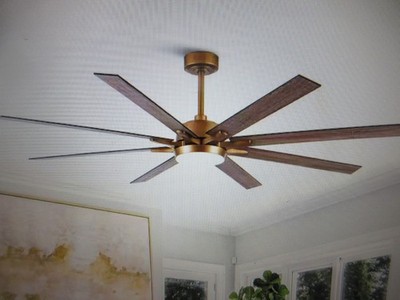 Matrix Decor 65 in. LED Indoor Gold DC Motor Ceiling Fan with Light and Remote