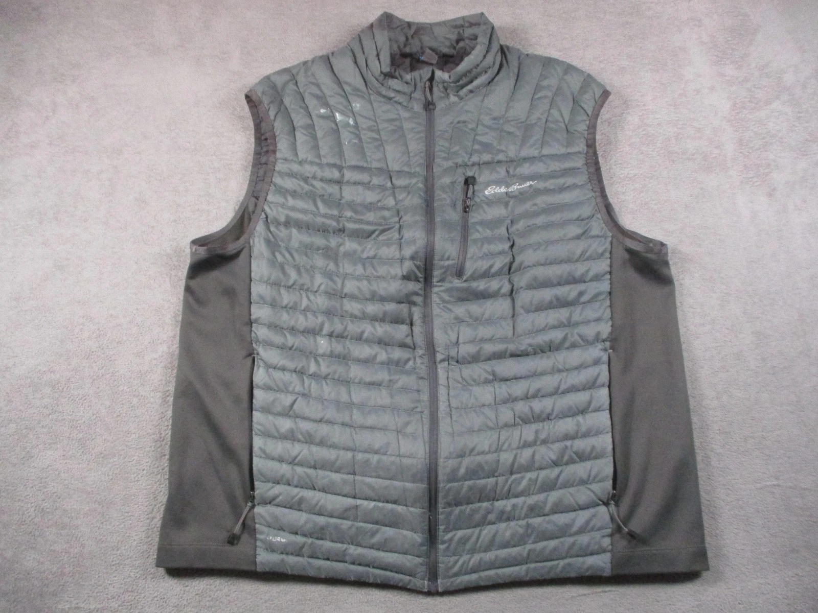 Eddie Bauer First Ascent Vest Men XL Grey Down Performance Puffer 800 StormRepel