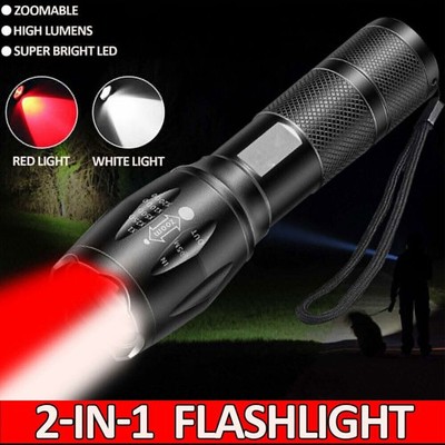 2 in 1 Zoom Red+White Light Flashlight Astronomy Navigation Night Vision Torch