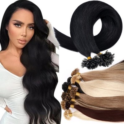 200 Strähnen Russisch Remy Echthaar Keratin Bonding Extensions Haarverlängerung