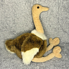Ty Beanie Buddy Stretch Ostrich Plush 14  Tan Brown White Stuffed Animal