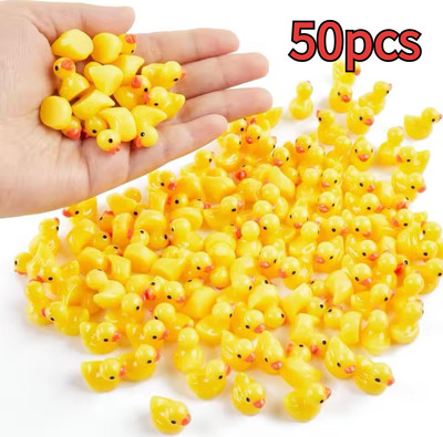 50Pcs Mini Yellow Rubber Ducks Funny Cute Collection Resin Arts &Crafts