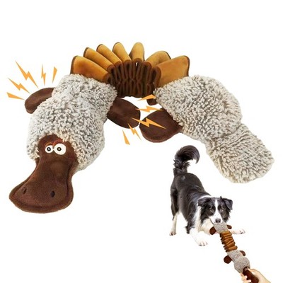 Qiiiiian Squeaky Dog Toys, Stuffed Large Toys to Keep Them Busy, Brown