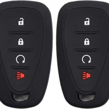 2pcs 4 Button Remote Smart Key Fob Silicone Case Cover Keyless w/Black Red