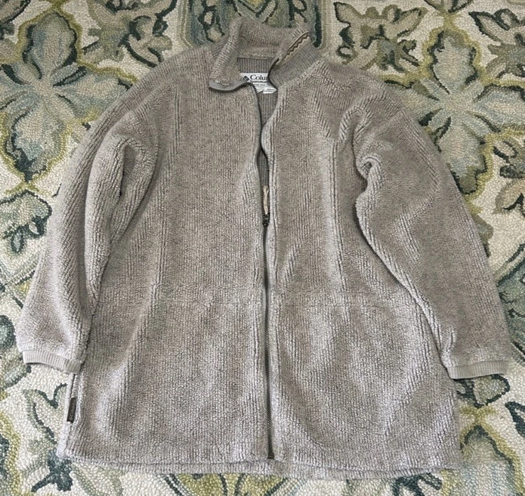 Columbia Taupe Full Zip Sherpa Jacket Stand-Up Collar Unisex Adults Size L image 2