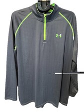 Under Armour Mens 2X Gray Herringbone Long Sleeve 1/4 Zip Heatgear Loose Shirt