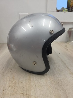 Vintage GRANT RG-9  Open Face Motorcycle Helmet - Silver Size Large