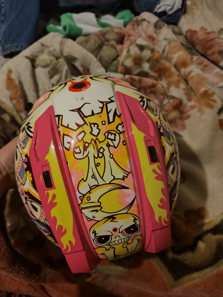 Casco Icon (XXL Mujer) "Rocket's Dead Glare" (Color: Rosa/Amarillo) SIN VISERA Foto 3 de 4