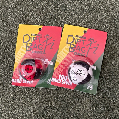 DirtBag Classic Hand Sewn Footbag Throwing Toy Set of 2 (Red & Black)