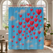 Red Heart Shower Curtain for Kids and Valentine's Decor
