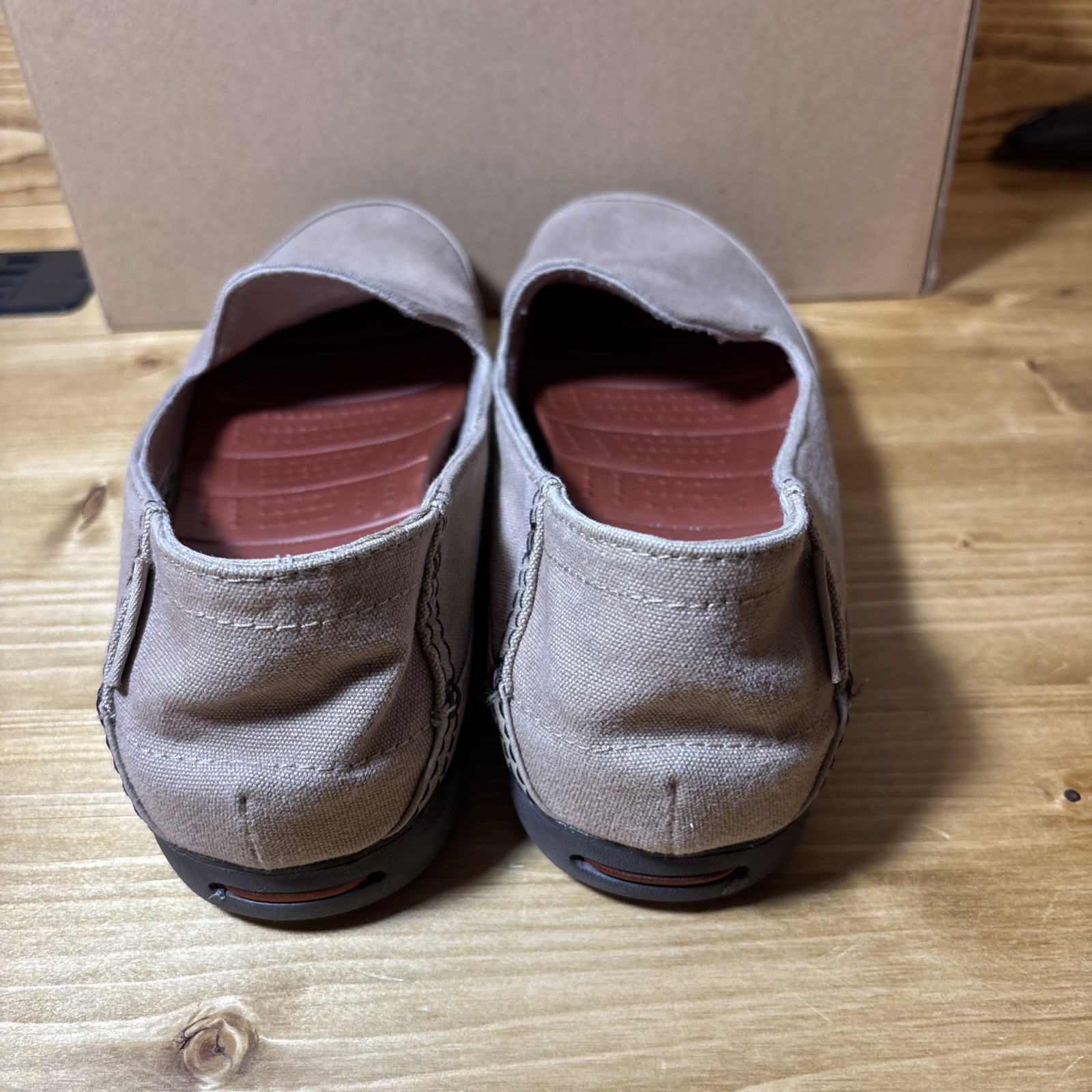 SAOLA Mocassino Crocs Skimmer donna 9 tela marrone suola elasticizzata antiscivolo scarpa