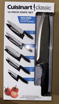 NEW Cuisinart Classic 10 Pc Knife Set C77-10SM Chef Santoku Serrated Knives NIB