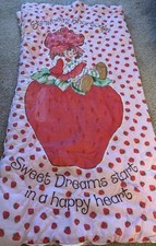 Vintage Strawberry Shortcake Child Size Sleeping Bag Sweet Dreams Happy Heart