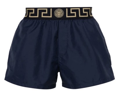 NWT Versace Greca Border Medusa Barocco Navy Swim Shorts Bathing Suit 8 $450