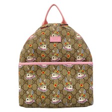 GUCCI GG Plus/GG Supreme 271327 Beige Dark Brown Pink PVC Leather Backpack