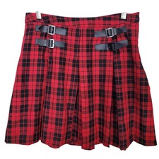 Hot Topic Y2K Plaid Pleated Mini Skirt Punk Gothic Grunge Academia Buckles Lg