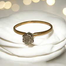 Vintage 14K Yellow Gold Diamond Engagement Ring , Size 6.25