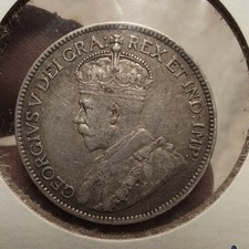 Antique Vintage 1912 Canadian Silver Quarter 25 Cents George V Coin Fine Conditi