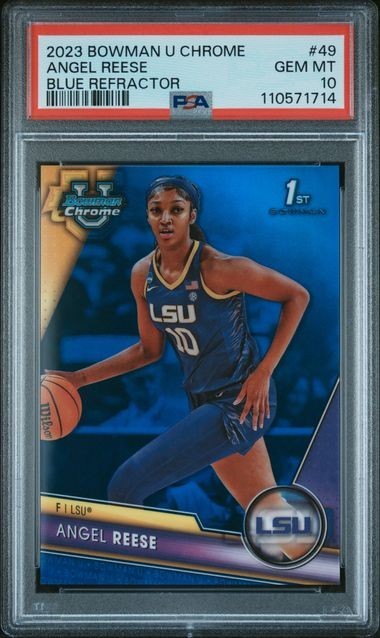 2023 Bowman U Chrome 1st Rookie /199 Blue Refractor #49 Angel Reese RC SP PSA 10 view 7
