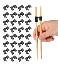 100Pcs Chopsticks Helper, Reusable Training Chopstick Connector, Black