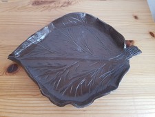 💖Blatt getöpfert Handarbeit flache Schale braun Unikat Deko💖#205