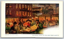 1904 Vintage Postcard Saturday Night New York Ghetto by W.R. Hearst